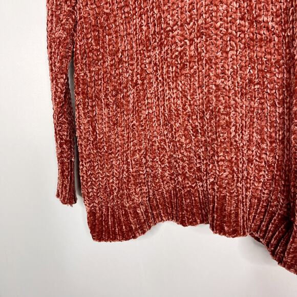 New Entro Medium M Orange Chenille Twist Low VBack Tunic Sweater Soft Cozy Knit - Picture 5 of 10